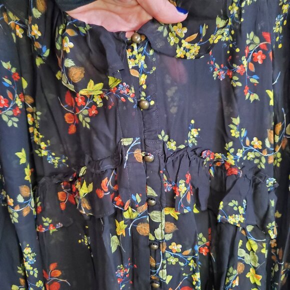 Anthropologie Black Floral Tunic - Picture 7 of 16